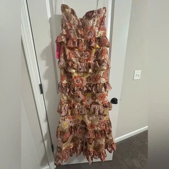 Dress the Population Multicolor Floral Strapless Gown - Picture 4 of 11